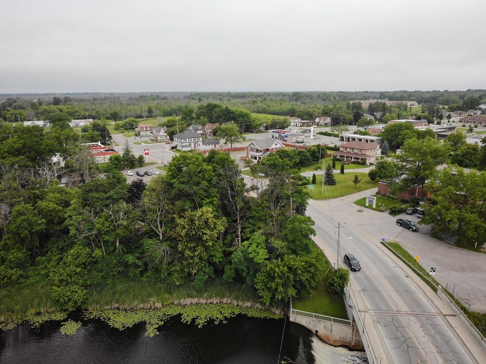 drone image of the downtown sutton area 